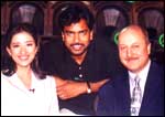 Anupam Kher with Manisha Koirala and Gajendra Singh (center)