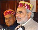 Gujarat Chief Minister Narendra Modi at the press conference